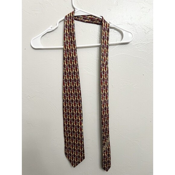 VINTAGE ERMENEGILDO ZEGNA 100% SILK Chain link Red Tie NECKTIE MADE ITALY $299 - Picture 2 of 8